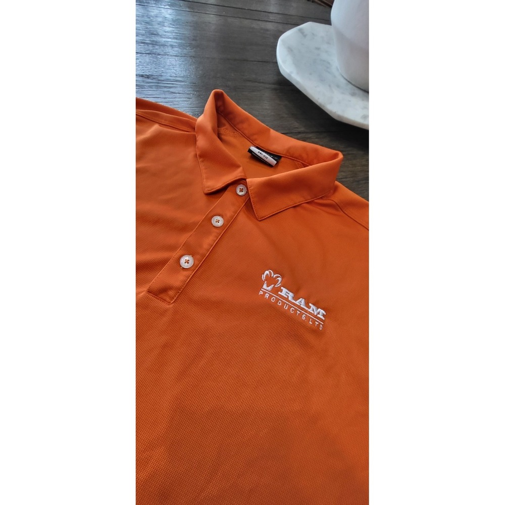 Nike Golf Dri-FIT Orange Polo Shirt Mens XL Short Sleeve Embroidered Dodge Logo